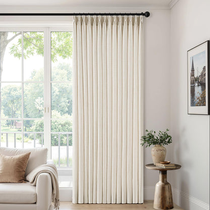MIULEE Pinch Pleated Linen Curtains - 90-Inch Ivory Cream Semi-Sheer Drapes | 4 Panels for Light Filtering Privacy
