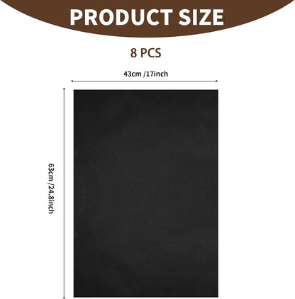 Skiennix 8-Pack Oven Liners - Heavy-Duty Non-Stick Mats for Electric, Gas & Toaster Ovens | 17 x 25 Inch, Black