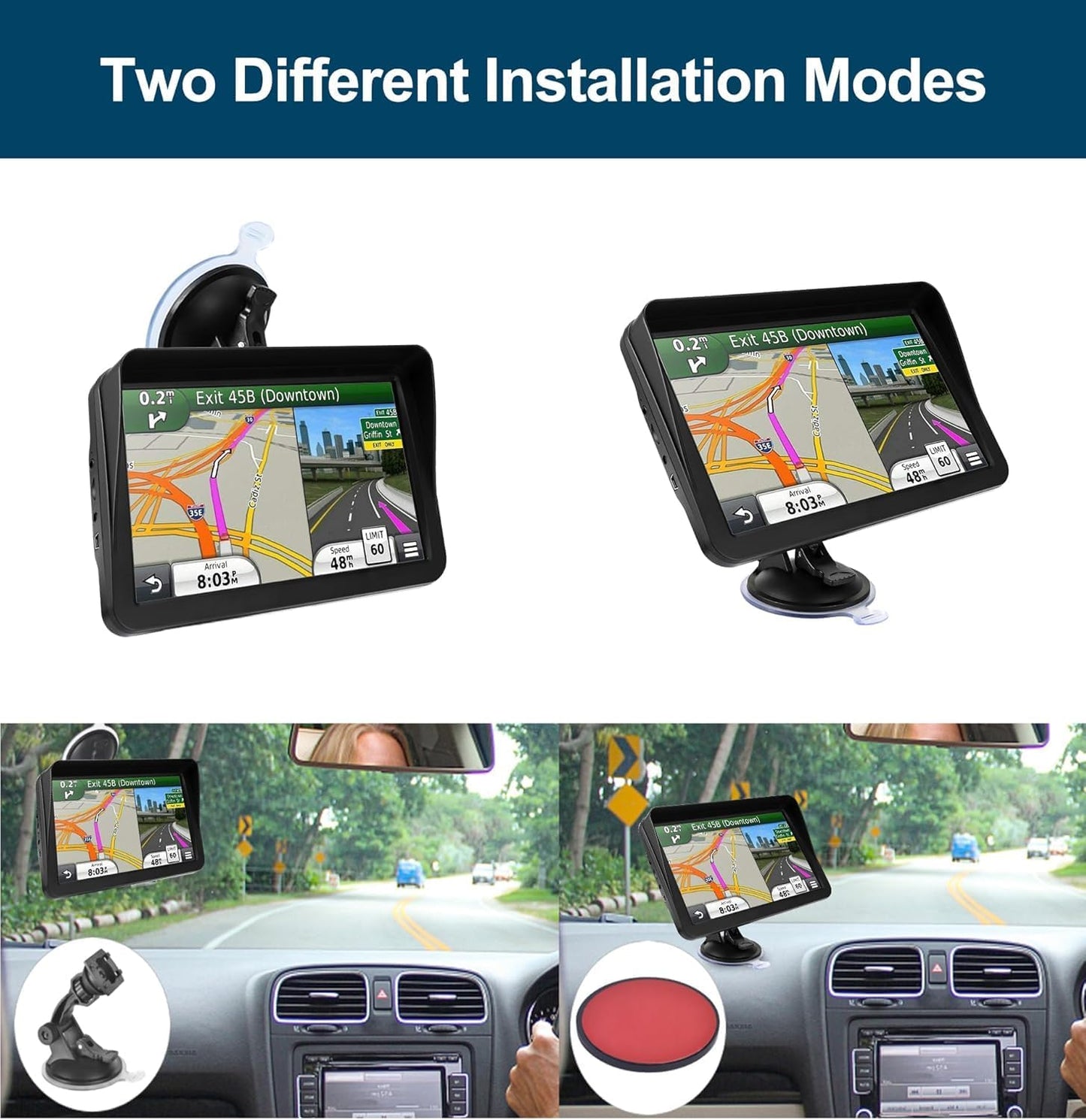 GPS Navigator for Car Truck RV, 9 Inch Touch Screen Latest 2026 Map, Real Voice Spoken Turn-by-Turn Direction Reminding Navigation System, Vehicle GPS with Speed and Red Light Warning, FM