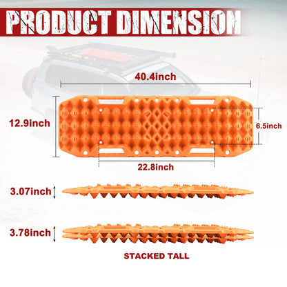 BUNKER INDUST Traction Boards with Jack Base (Gen 7) Orange + Side Mounting Kit with Shovel Holder Brackets