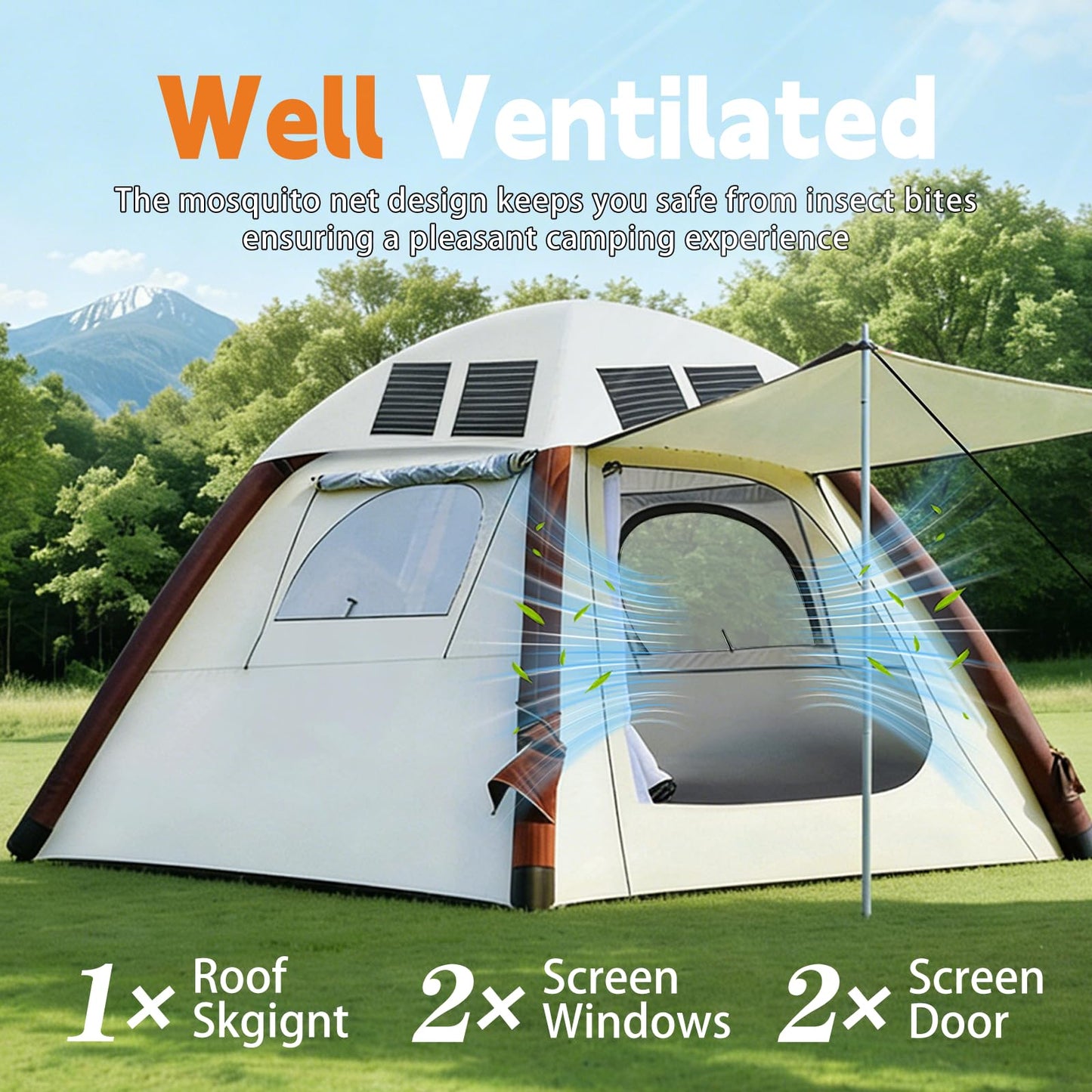 Automatic Tents for Camping 4 Person with Rechargeable Device, Portable Carry 4000mm Waterproof & UV Protection Pop Up Tent, Easy Setup Instant Cabin Tents for Family Camping & Hiking
