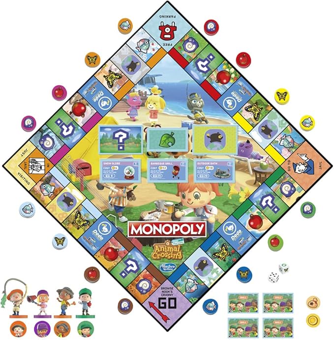 Monopoly Animal Crossing New Horizons Edition Board Game for Kids Ages 8 and Up Fun Game to Play for 2-4 Players Multicolor