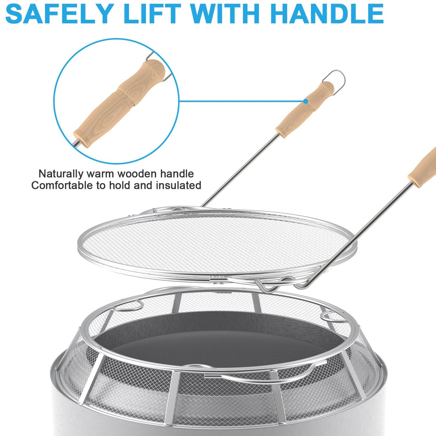 Fire Pit Spark Protector Screen, Mesh Protective Spark Screen for Solo Stove Yukon Shield, Portable Outdoor Fire Pit Accessories for Backyard and Outdoor Fire Pits Hot Embers, Stainless Steel