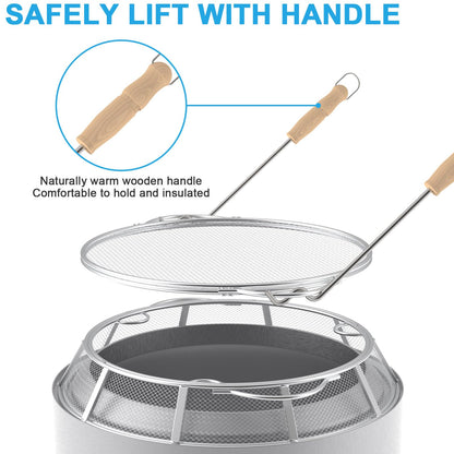 Fire Pit Spark Protector Screen, Mesh Protective Spark Screen for Solo Stove Yukon Shield, Portable Outdoor Fire Pit Accessories for Backyard and Outdoor Fire Pits Hot Embers, Stainless Steel