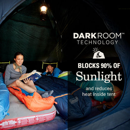 Coleman Skydome Dark Room Tent with Screen Room & 5-Minute Setup, Weatherproof 4/6 Person Tent Blocks 90% of Sunlight, Rainfly & Carry Bag Included, Made of PFAS-Free Materials