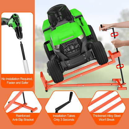 1400LB Lawn Tractor Lift Jack & Riding Mower Lift with Rotating Sleeve & Manual and Power Tool Handle, 3-Min Quick Setup, Anti-Slip Base, Heavy-Duty Universal Design for Lawn Mowers (Alloy Steel)