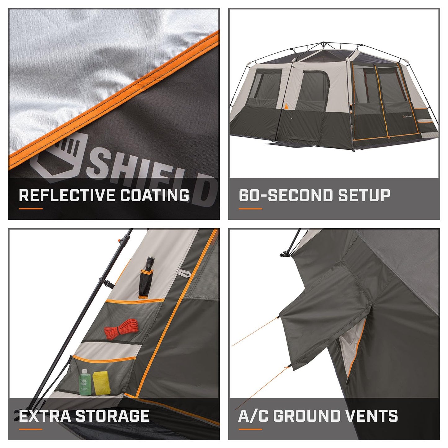 Bushnell Shield Series 6 Person / 9 Person / 12 Person Instant Cabin Tent (9 Person)