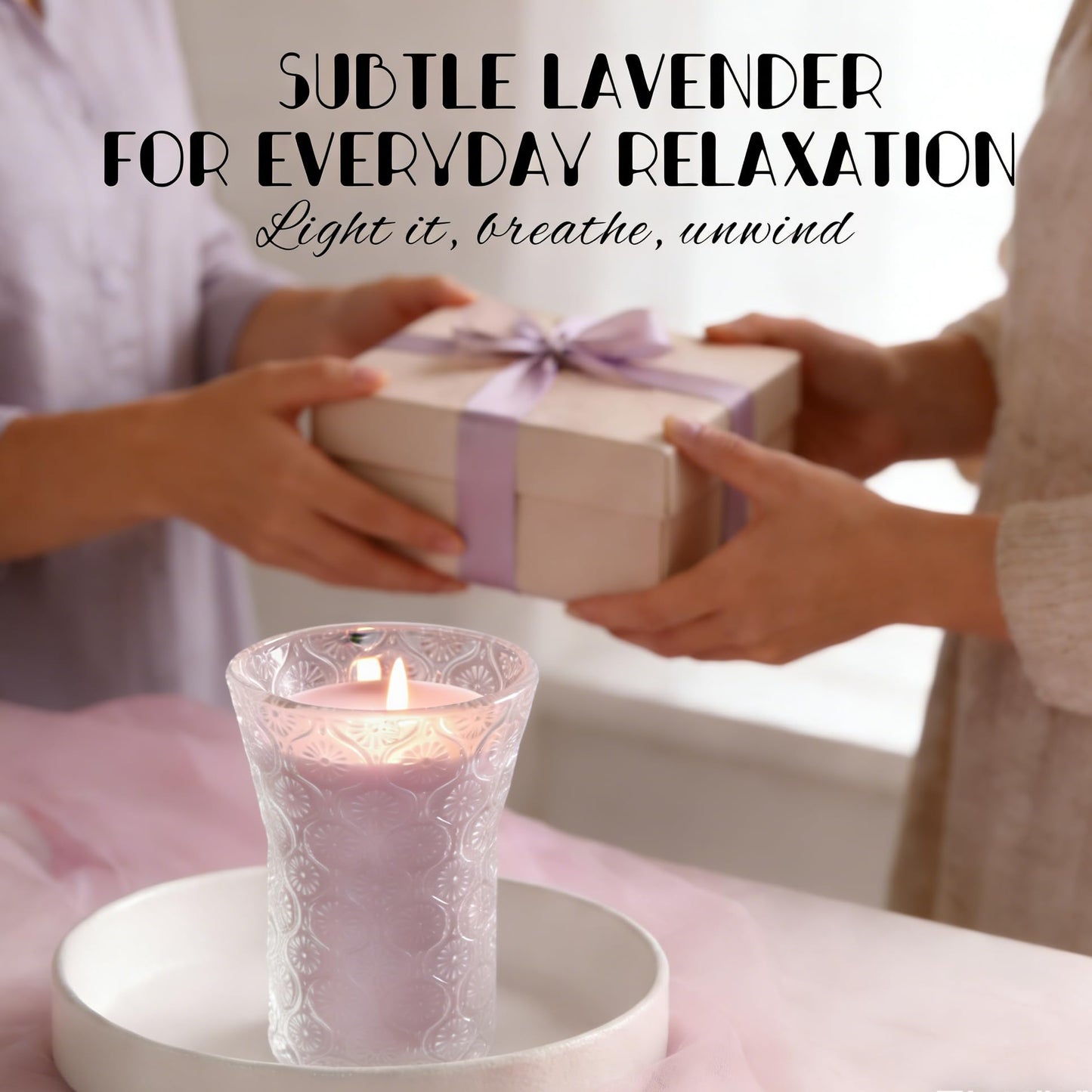 HAVITI Lavender Candle, 8 OZ Scented Candles Soy Jars Candles for Women Galentines Valentines Mother's Day Gift, Aromatherapy Purple Candles for Home Scented Bridal Shower