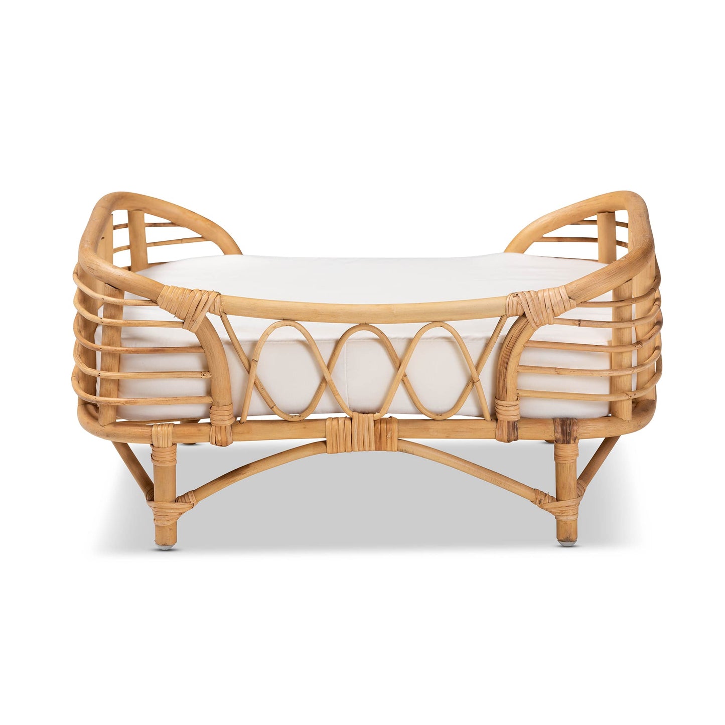 Bali & pari Malino Modern Bohemian Natural Rattan Pet Bed with Cushion
