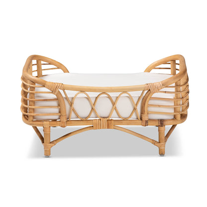 Bali & pari Malino Modern Bohemian Natural Rattan Pet Bed with Cushion