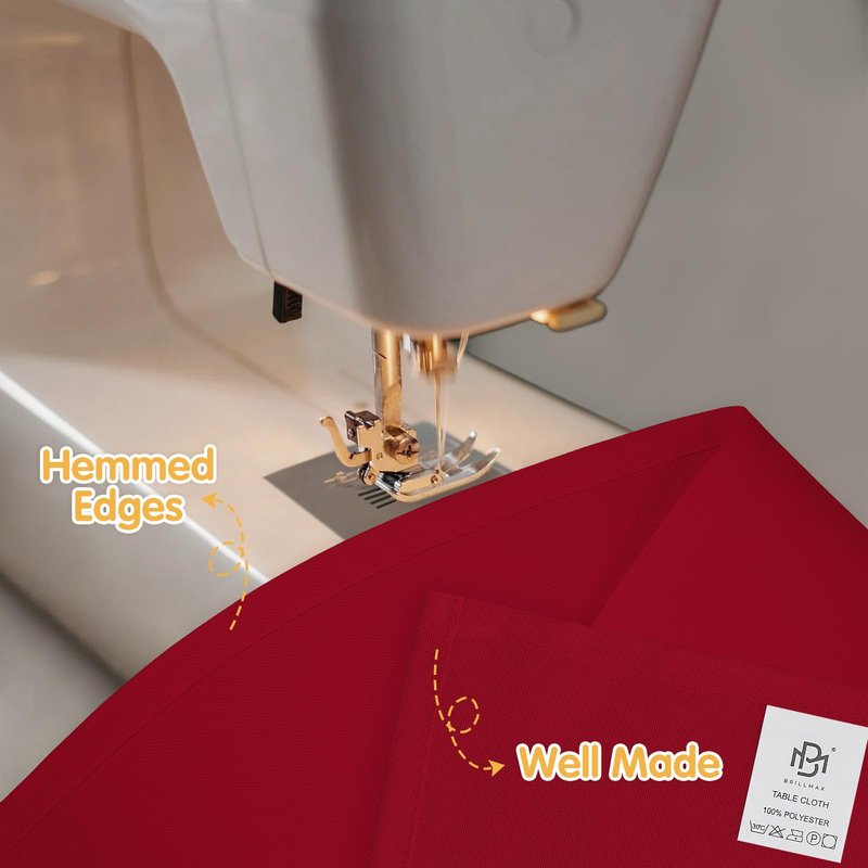 BRILLMAX 8 Pack Burgundy Tablecloths 60 x 126 Inch for 8ft Rectangle Tables - 150 GSM Polyester Fabric, 15" Standard Drop, Water, Stain & Wrinkle Resistant Cloth Cover for Wedding Dining Buffet