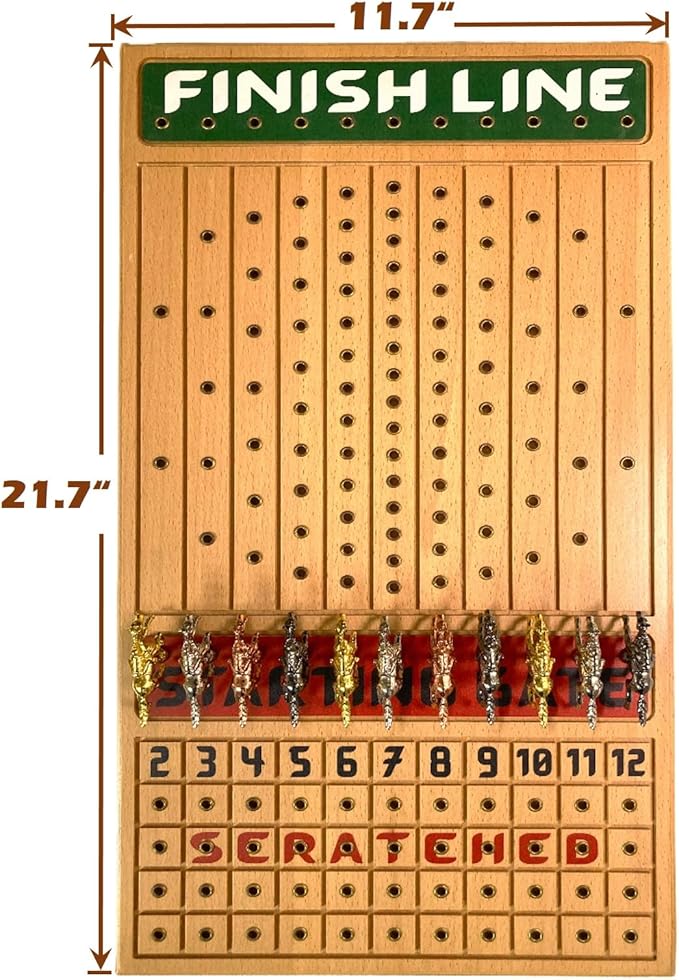 Horse Racing Game for Adults Horse Race Board Game with 11 Luxurious Metal Horses (Gold Silver Black Rose Gold) 22” Beech Wood Horse Race Game Board Dice &amp Golden Card Included (Beech)