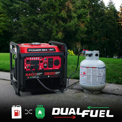 PowerSmart 4400-Watt Dual Fuel Portable Inverter Generator, PowerSmart Gas Powered, CO-Sensor, Lightweight & Quiet for Home Use and Emergency Backup, Camping, EPA Compliant