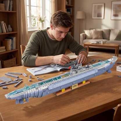 Wyiauy Military Submarine Building Set Military Submarine Model Kit for Adults WW2 History Collectible Home Decorfor Adult Sets for Men Building Sets for Adults