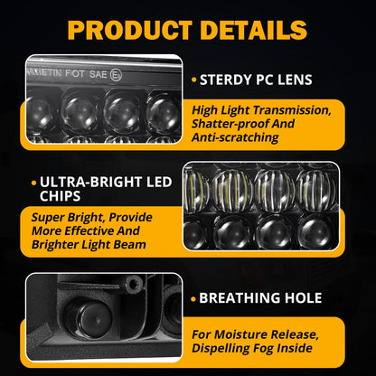 Auxbeam 4x6 LED Headlights Rectangular Headlamps Hi/Lo Sealed Beam with DRL DOT Approved Replacement H4651 H4652 H4656 H4666 H6545 Compatible with Peterbil Kenworth Freightliner Ford Trucks (2PCS)