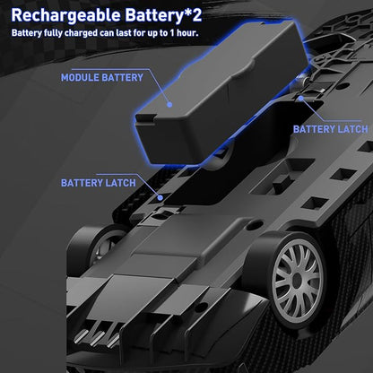 1:20 RC Drift Car for Kids4WD 2.4GHz 30KM/H High Speed Remote Control Car Racing Sport Toy Car with LED LightsDrifting Tires＆2 Batteries (Blue)