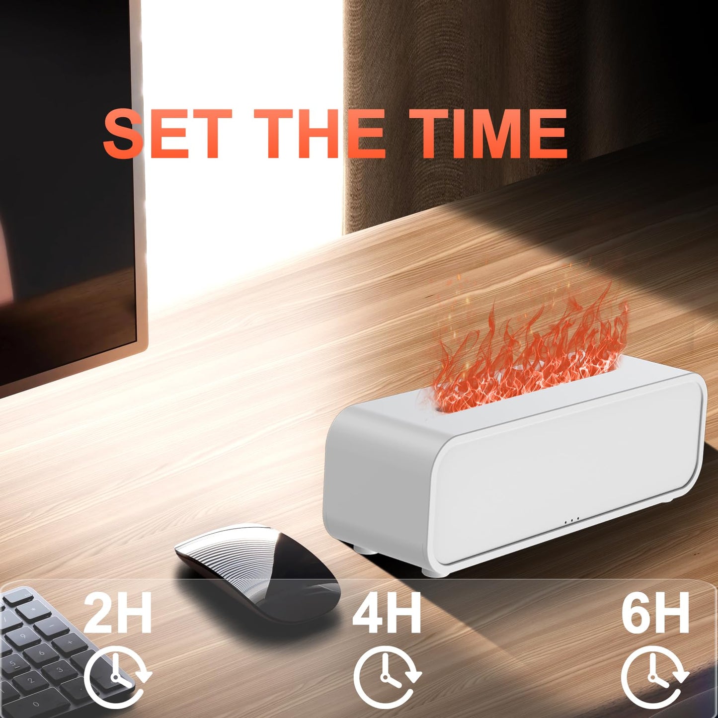 Colorful Flame Fire Diffuser Humidifier, 7 Colors Changing Oil Diffuser, Ultra-Quiet Aroma Essential Oils Aromatherapy Diffusers for Large Room, Bedroom, Office(Timeable, Waterless Auto off-150ml)