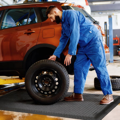 GOOFCXO 3 x 5 FT Anti Fatigue Mats Industrial 15/16 Inch Thick Soft Sponge Ergonomic Mat Durable Heavy Duty Diamond Plate for Standing Non Slip Industrial Grade Floor Mat for Leg & Back Pain (Gray)