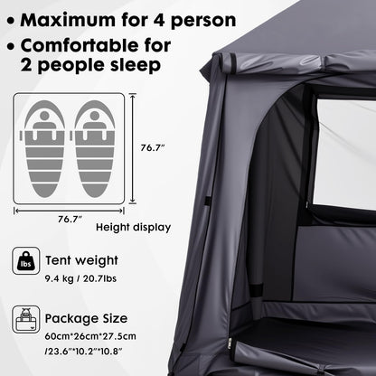 Inflatable Tents for Camping 2-4 Person, Blow Up Tent with Skylight & Awning, Waterproof Inflatable Camping Tent with Mesh Windows, Portable Tent Camping Essentials, Easy Setup with Hand Pump