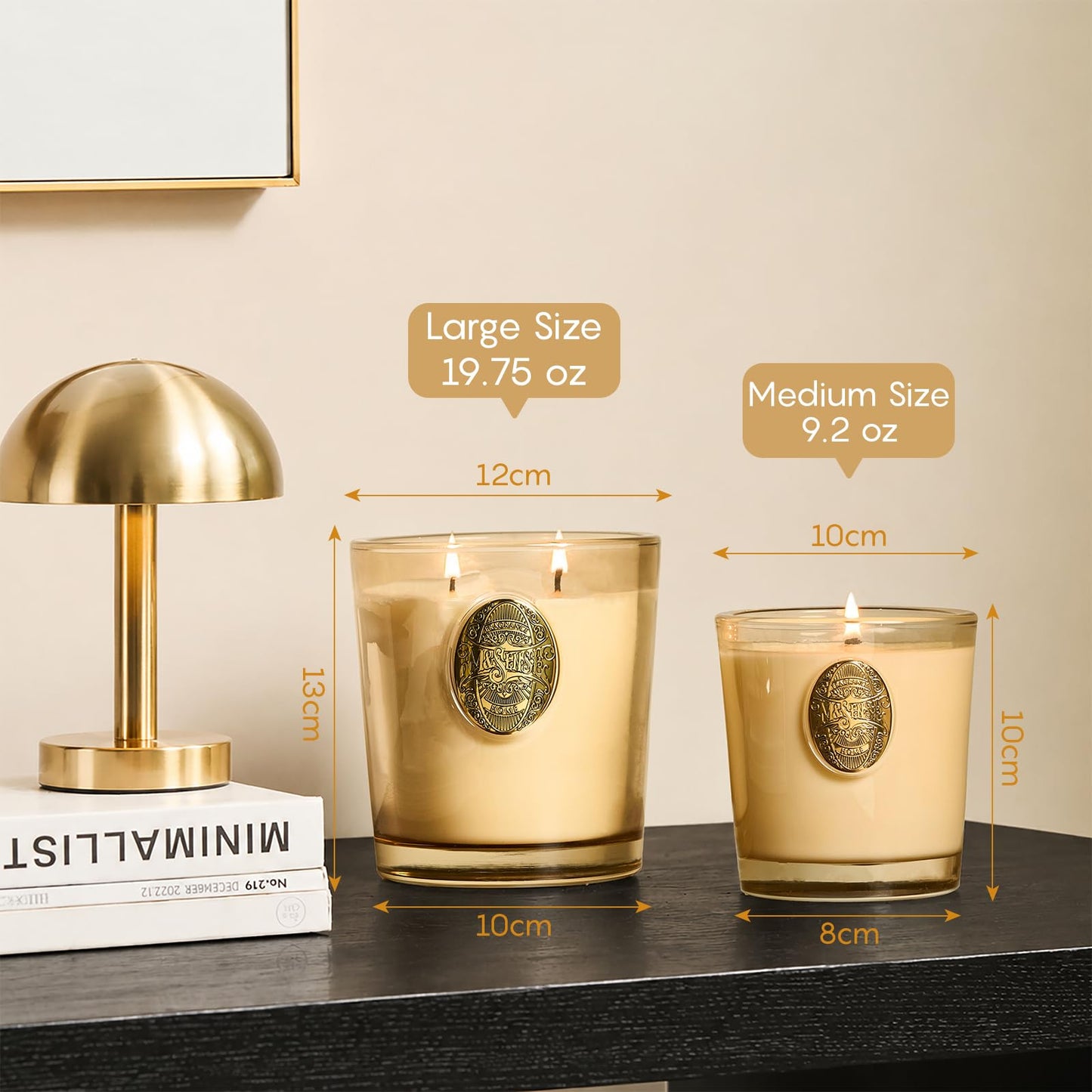 M&SENSE Natural Soy Candle | Cheer Champagne & Gold | 9.2 oz, 50H Burn Time | Luxury Scented Candle for Relaxation, Gifting, Home Décor | Ideal for Bedroom, Office, Party Ambiance