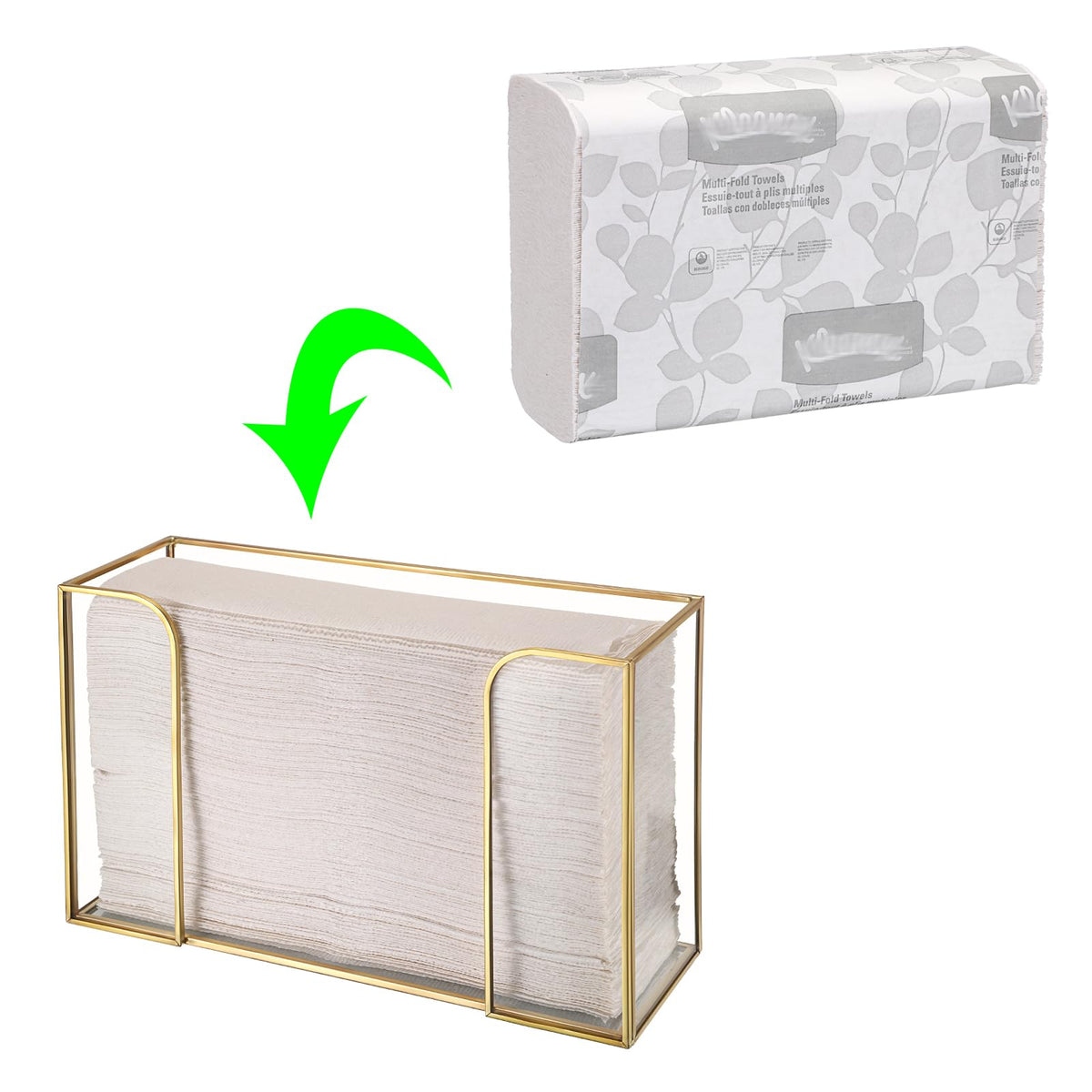 Sumnacon Countertop Bathroom Paper Towel Dispenser Glass Paper Towel Dispenser for Home Bathroom Kitchen Office Toilet Table,Gold Paper Towel Holder for Multifold C Fold Trifold Z Fold
