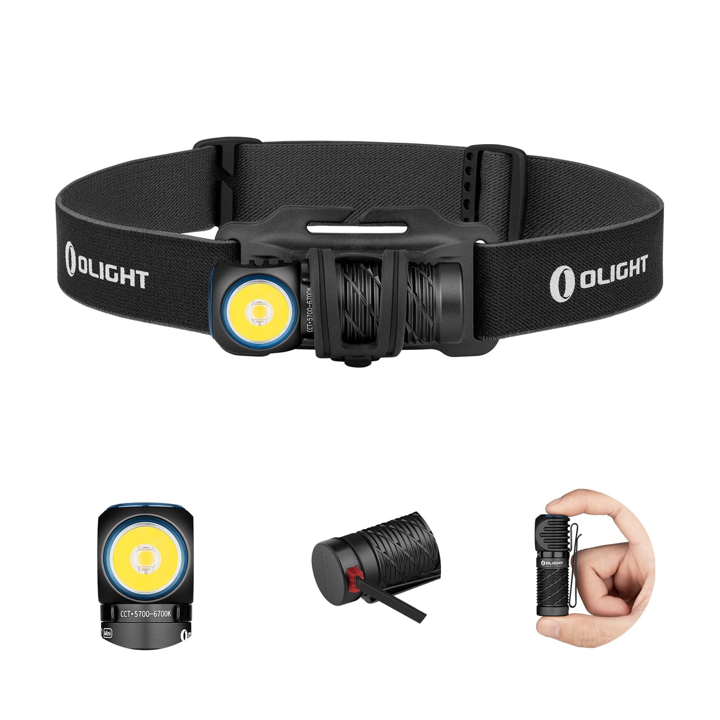 OLIGHT Perun 2 Mini Headlamp 1100 Lumens LED Head Flashlight Bundle Oclip Pro EDC Flashlight Clip-on Light