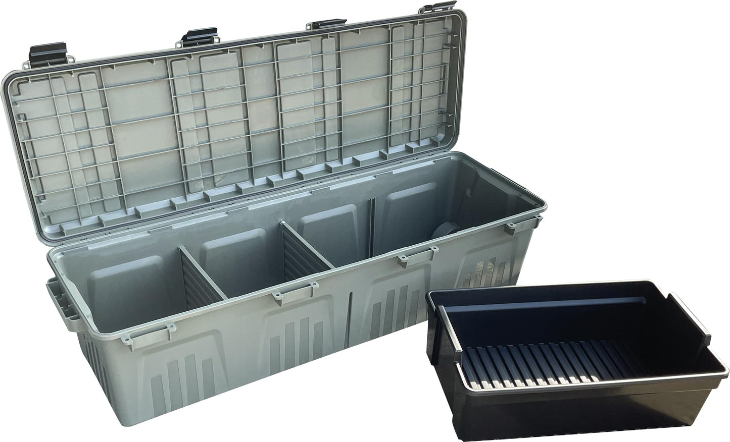 MTM MGC - The Mule Mobile Gear Crate, Storage for Hunting & Outdoor Gear, Shooting Supplies, Camping Accessories, Water-Resistant, Stackable, 81 Qts Capacity, 43.5”x14.7”x11.5”, USA Made, Army Green