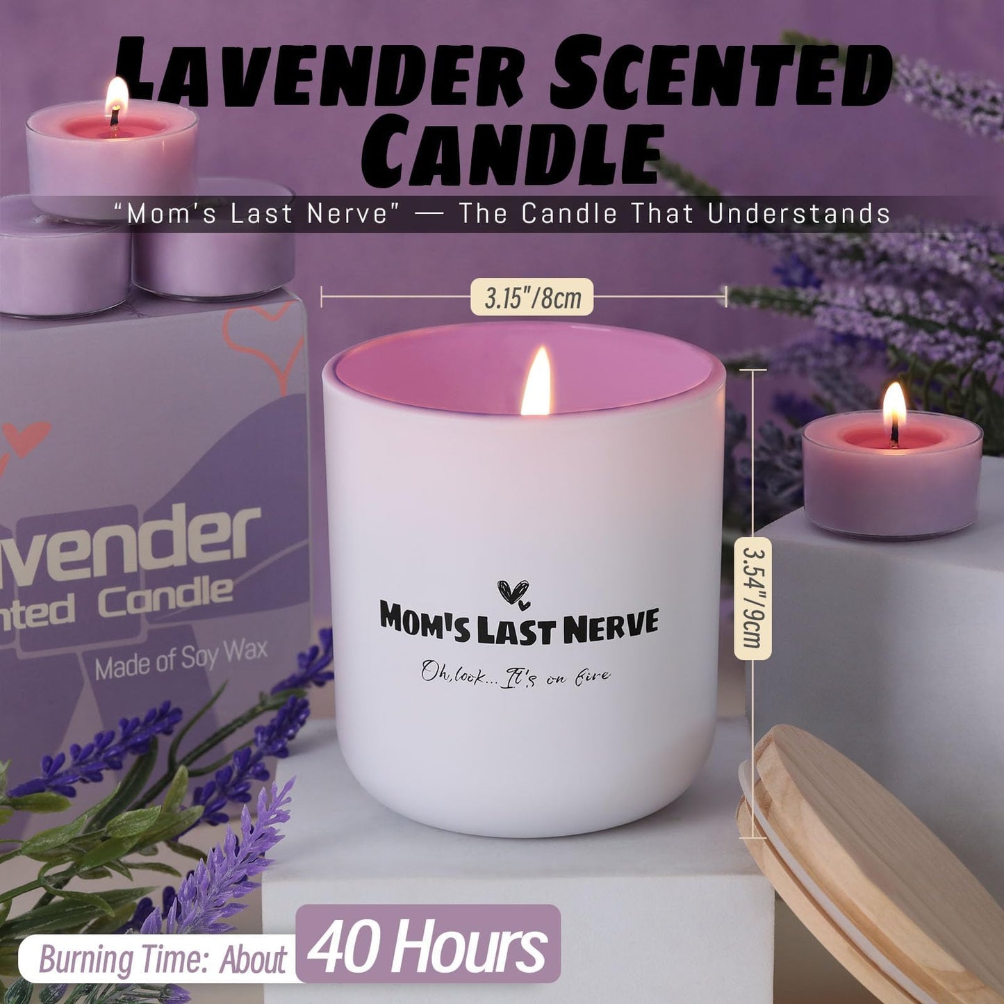 Mom's Last Nerve Funny Gifts Candle for Mom, Lavender Scented Candle from Daughter Son, Soy Wax Jar Candles Long Lasting Mother's Day