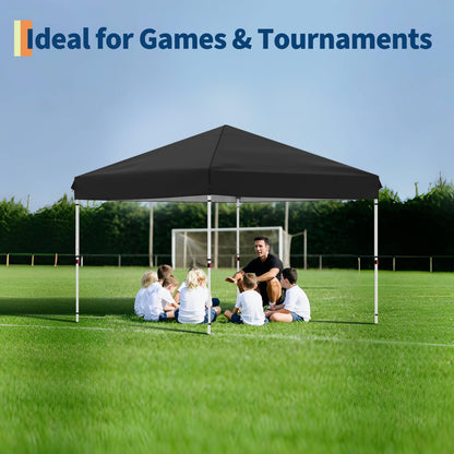 Garvee 10 ft x10 ft Pop Up Canopy Tent with 4Pcs Sidewalls, Portable Instant Commercial Canopy with 4 Stakes, 4 Ropes, 4 Sandbags for Farmers' Market, Patio, Outdoor, Camping, Black
