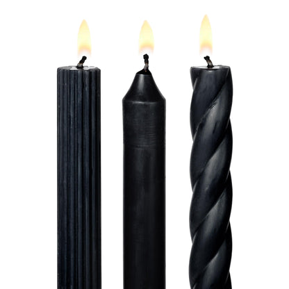 Illume Beautifully Done Unscented Assorted Candle Tapers 3-Pack, Black