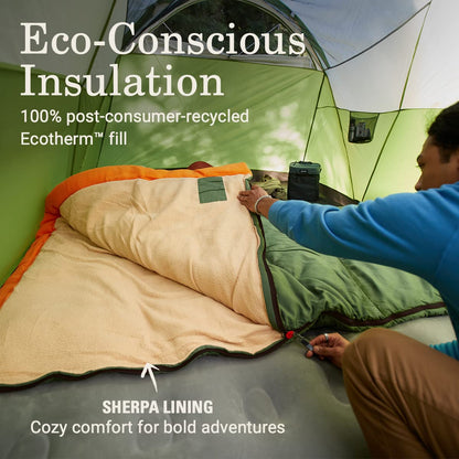 Coleman Big Game 0°F Big & Tall Sleeping Bag Cold Weather Adult Sleeping Bag with Eco-Conscious Filling Sherpa & Flannel Lining 2-Way Zipper Fits Campers up to 6'5