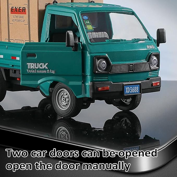 GoolRC Remote Control Car Kei Truck 1:16 Scale RC Transport Pickup Truck with Spray and Light 2.4GHz All Terrain RC Cars for Teens and Adults Christmas or Birthday Gift (White)