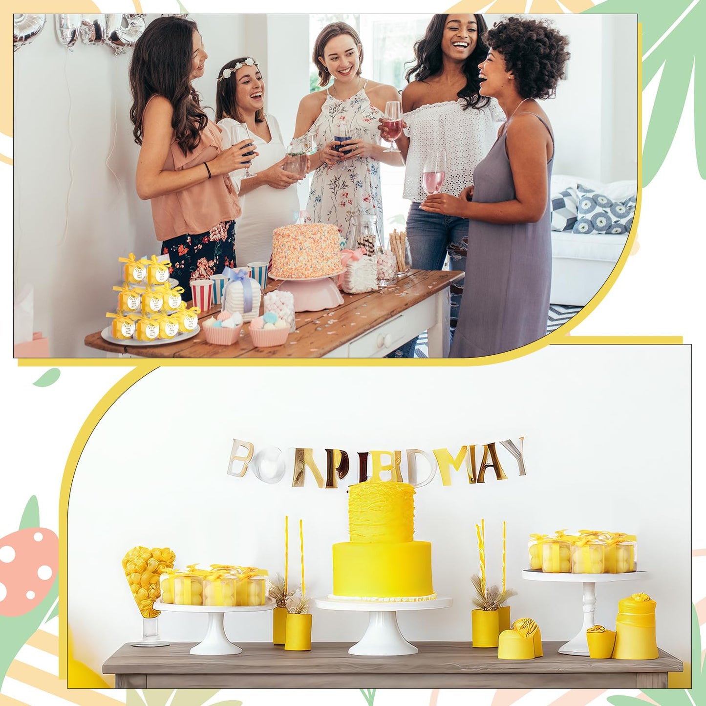 MTLEE 24 Sets Sunshine Baby Shower Favors Small Bubble Candle Baby Shower Favors for Guests Tea Candles Bulk with Stylish Ribbons Cards Gifts Party Decorations