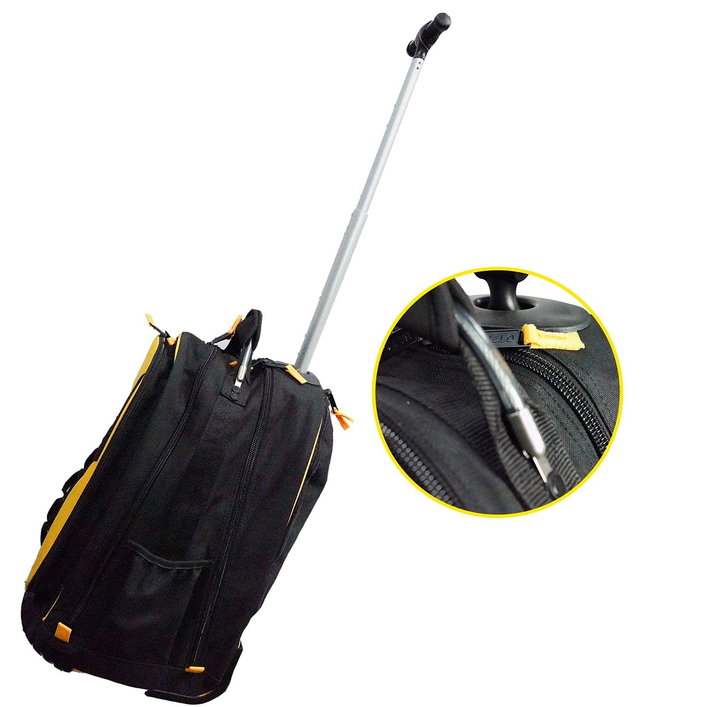 Wheeled Rolling Tool Bag Heavy Duty Tool Backpack for Men Tool Organizer Bag Including Laptop Sleeve(Yellow)