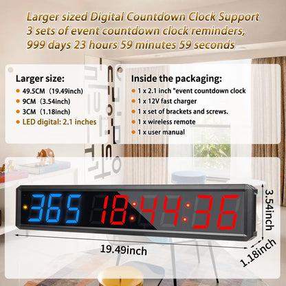 SMAHEAT LED Countdown Clock, 999 Days, 23 Hours, 59 Minutes, 59 Seconds, Event Countdown Clock/Factory Accepts Your Exclusive Customization (2.1 inches 3 Blue+6 red)
