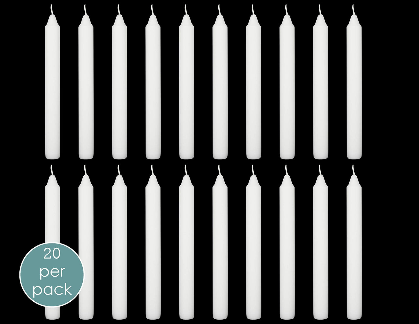 White Dinner Table Candles 7 Inch Tall Dripless Smokeless Unscented for Candlesticks 6 Hour Long Burning Candle Decorate Your Table Wedding and Christmas - Household Candle Stick 20 Pack