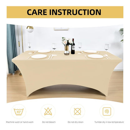 ZarzaaSik 2-Pack 8ft Spandex Table Covers for Rectangle Folding Tables - Washable Elastic Tablecloth - Ultimate Fitted Table Protector for Birthday Parties, Trade Shows, Banquet