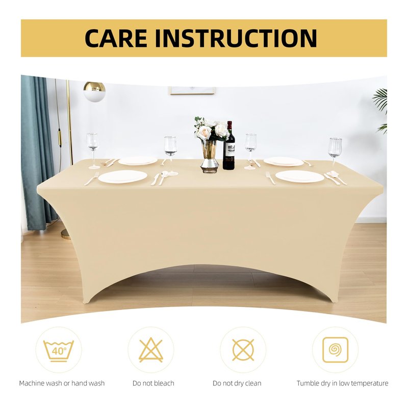 ZarzaaSik 2-Pack 6ft Spandex Table Covers for Rectangle Standard Folding Tables - Wrinkle Resistant Stretch Tablecloths - Ultimate Fitted Table Protector for Parties, Trade Shows, Banquet
