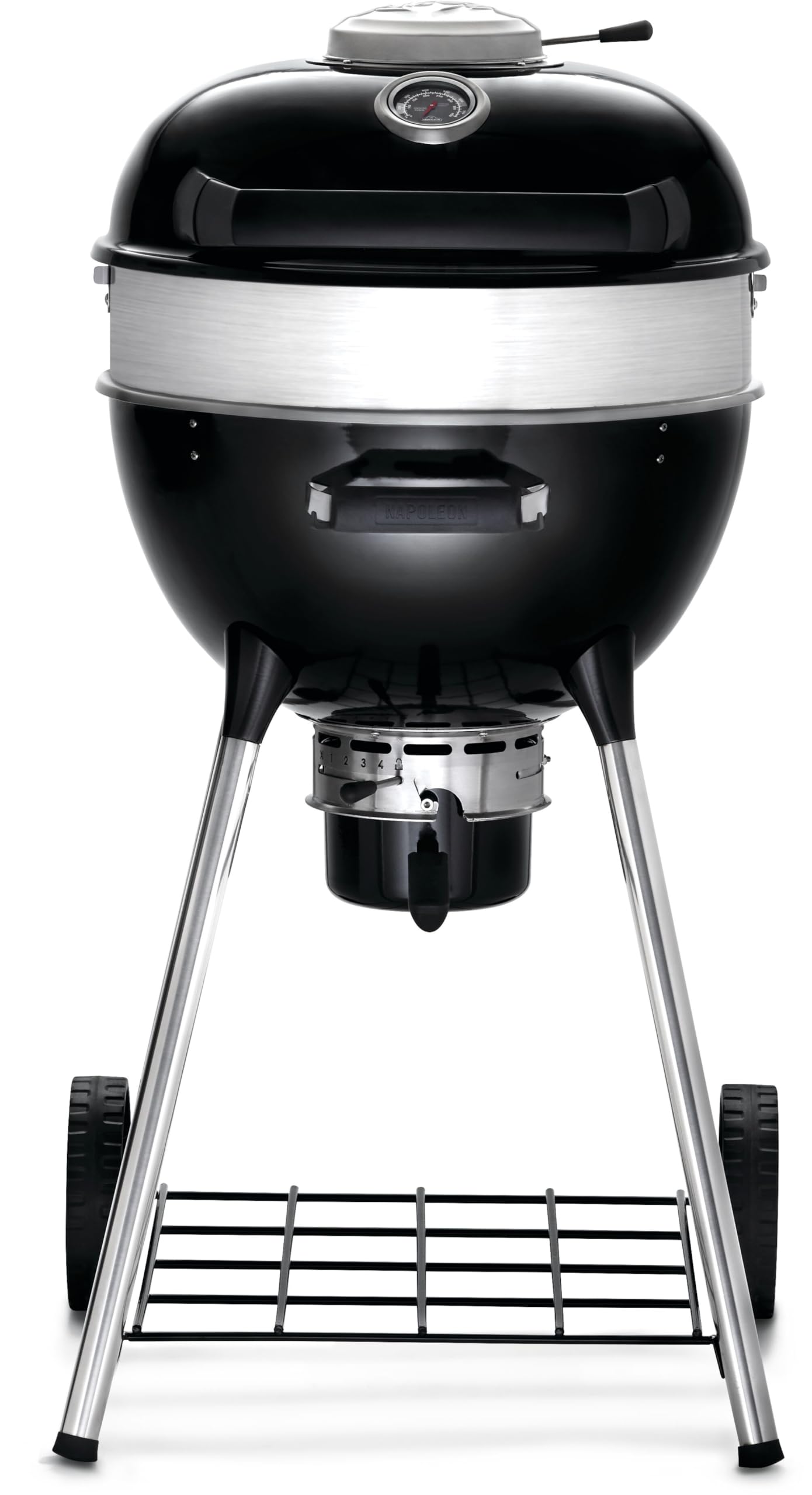 Napoleon PRO18 Compact Charcoal Kettle Grill, Black, Porcelain-Enameled Lid and Bowl, Chrome-Plated Cooking Grid