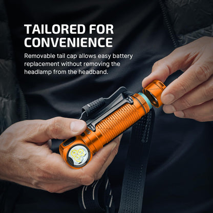 OLIGHT Perun 3 Rechargeable Headlamp Flashlight, 3000 Lumens LED Headlight with Red Light, Waterproof Head Lamp with Headband for Outdoor Camping, Hiking, Working(Orange)