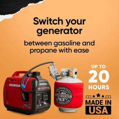 Hutch Mountain Generator Propane Conversion Kit Honda EU2000i - Dual-Fuel Conversion for Propane & Gasoline - Portable Generator Backup Kit for Home Emergencies, Camping, and RVs