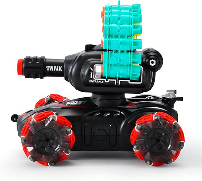 BOKSYUR Rc Car Shoot SoftBulletFits for NerfRc Tank That ShootsBattle ANK with Remote Control Tank That Shoots Foam Darts-Stunts16Foam Darts- Birthday Presents ForKids 7 8 9 10 11 Year Old（red）