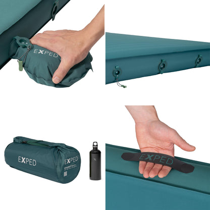 Exped MegaMat Duo Medium - Self Inflating Soft Car Sleeping Mat, 4” Foam Pad, Pump Included
