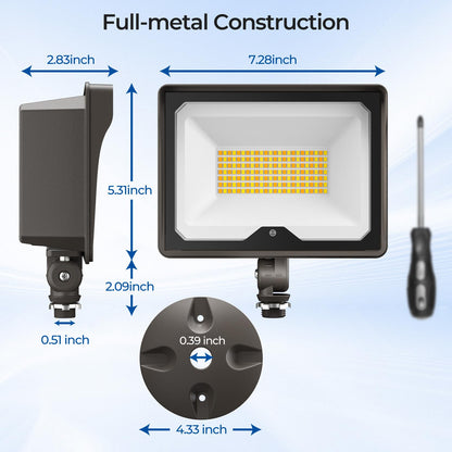CINOTON 55W LED Flood Light 3CCT (3000K/4000K/5000K), 7700LM Dusk-to-Dawn Photocell Outdoor Security Lighting, 120V IP65 Aluminum Wall Pack for Porch/Barn, 180° Knuckle Mount, 2 Modes, ETL, 4 Pack