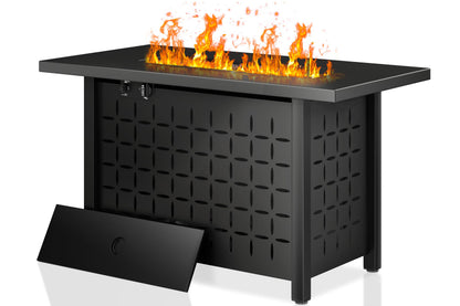 Shintenchi 43" Propane Fire Pit Table,50,000 BTU Rectangular Gas Fire Pit Table,CSA-Certified Steel 2-in-1 Multi-Use Propane Gas FirePits with Lid and Lava Rocks for Patio Garden Yard,Black