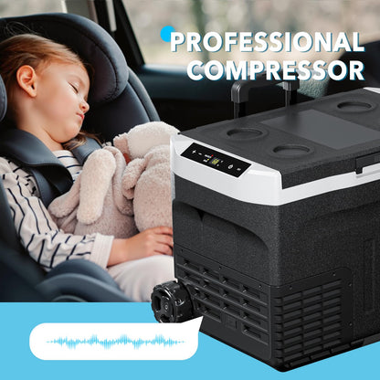 Stopsad 12 Volt Refrigerator, 32QT(30L) Compressor Electric Cooler, Car Fridge -4℉~68℉, Portable Refrigerator 12V/24V DC 110-240V AC, Compact Freezer for Vehicle RV Camping Truck Boat Travel, Black