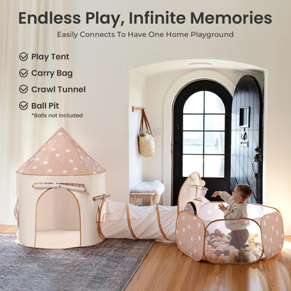 Tiny Land Kids Play Tent with Tunnel, Pop Up Play Tent with Ball Pits, Kids Tent with Printed Mat