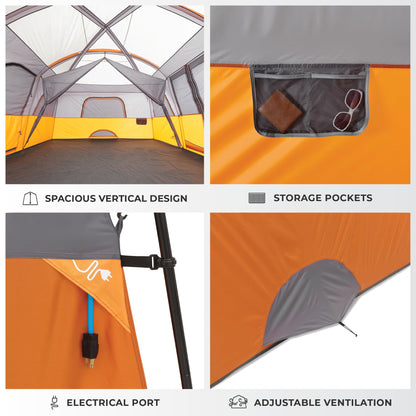 CORE 12 Person Tent | Large Multi Room Family Cabin Tent with Carry Bag for Outdoor Car Camping | Included Storage Pockets for Camping Accessories
