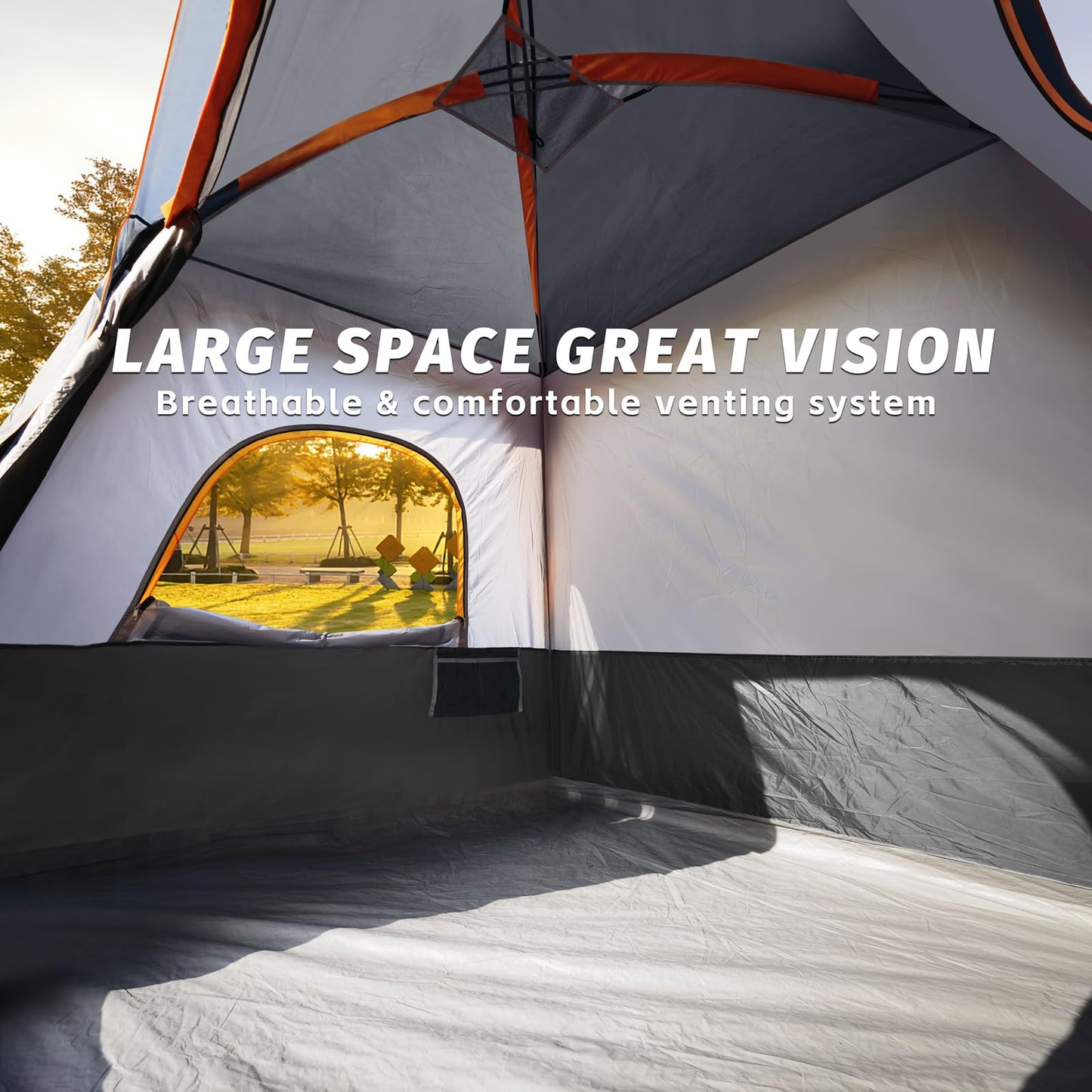 UNP 4-Person Tent, Portable Cabin Tent, Camping Tent 4 Person Easy Set Up, Waterproof with Top Rainfly for Outdoor Camping/Hiking (Gray)