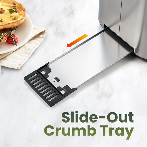 Elite Gourmet Long Slot 4-Slice Toaster - 1.5” Wide Slots, 6 Shade Settings, Stainless Steel Finish